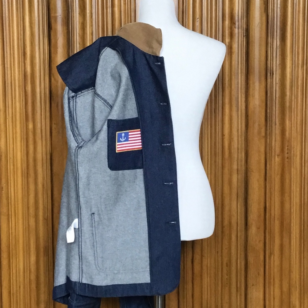 Iron & Resin Navy Blue Field Jacket with Tan Collar - Picture 10 of 16